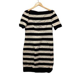 Moschino Black & White Striped Midi Dess s Boat Neckline Women's 12